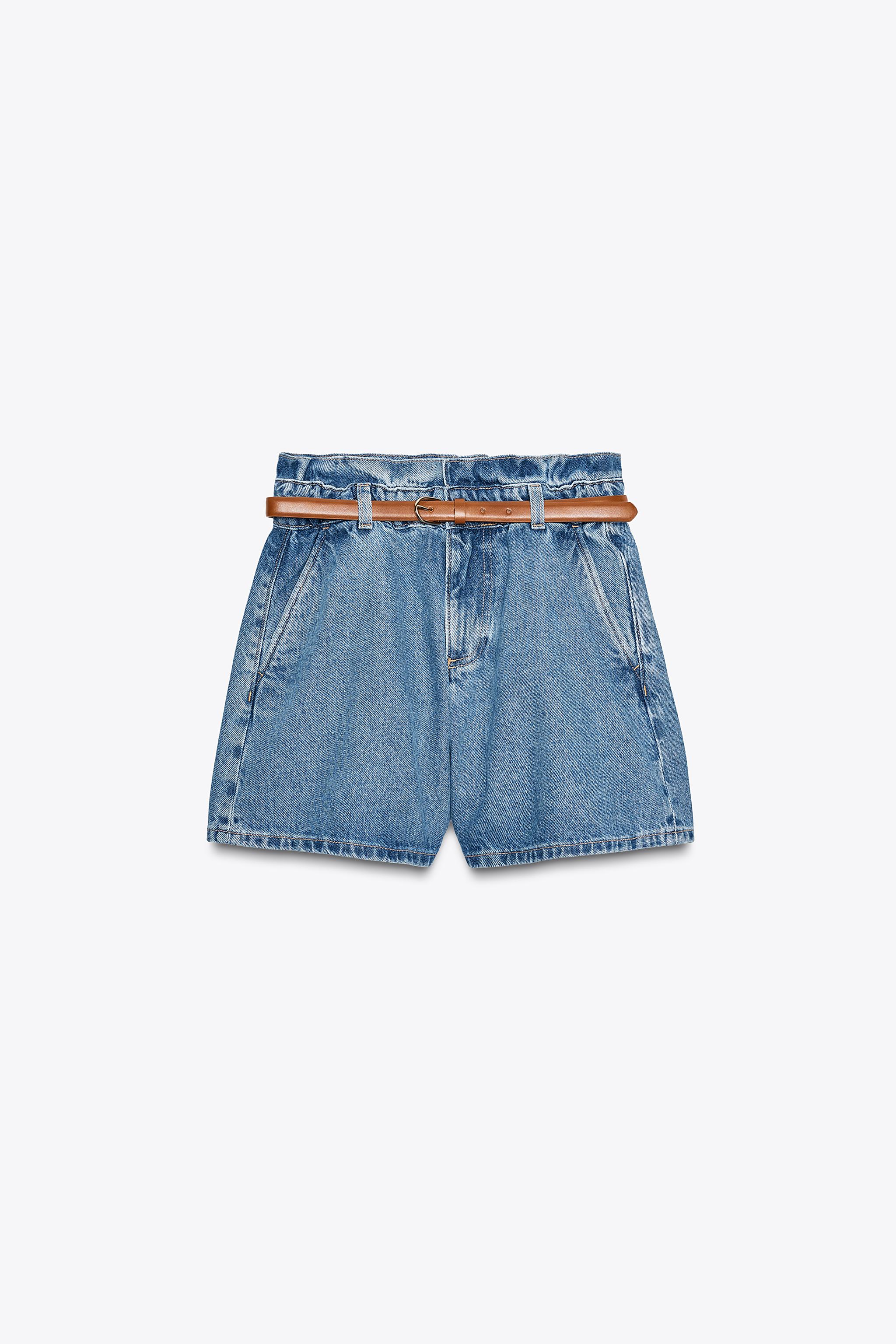 Z1975 DENIM PAPERBAG BELTED SHORTS